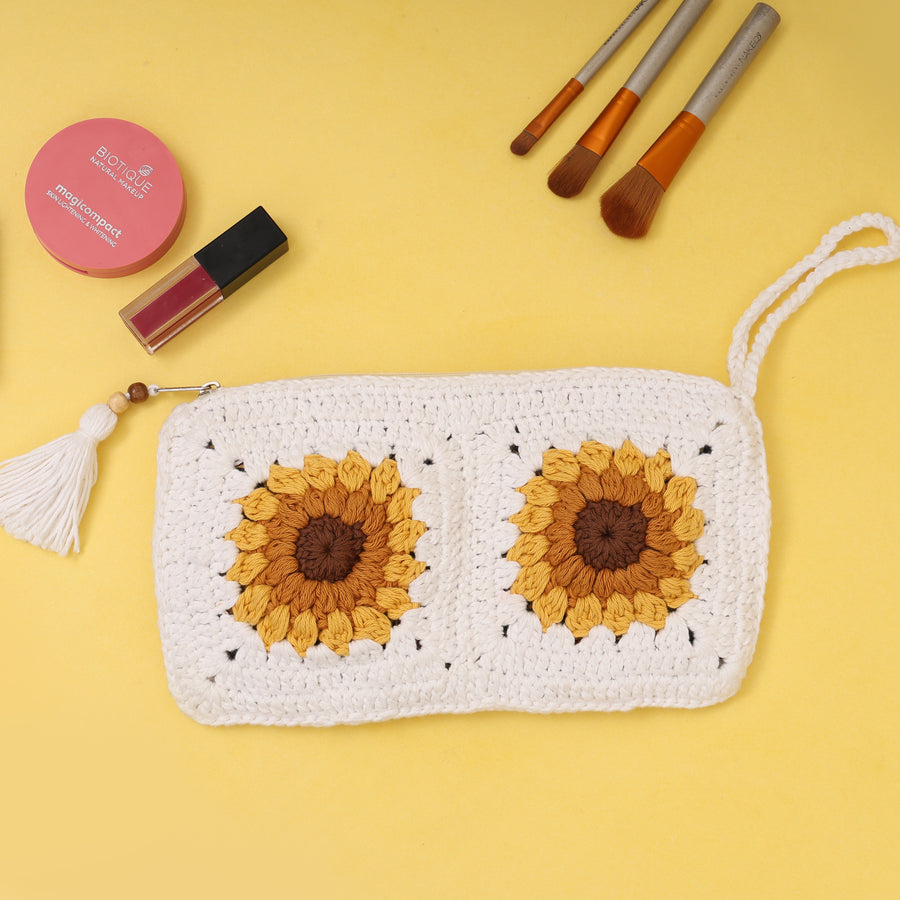 Sun-Flower Crochet Pouch