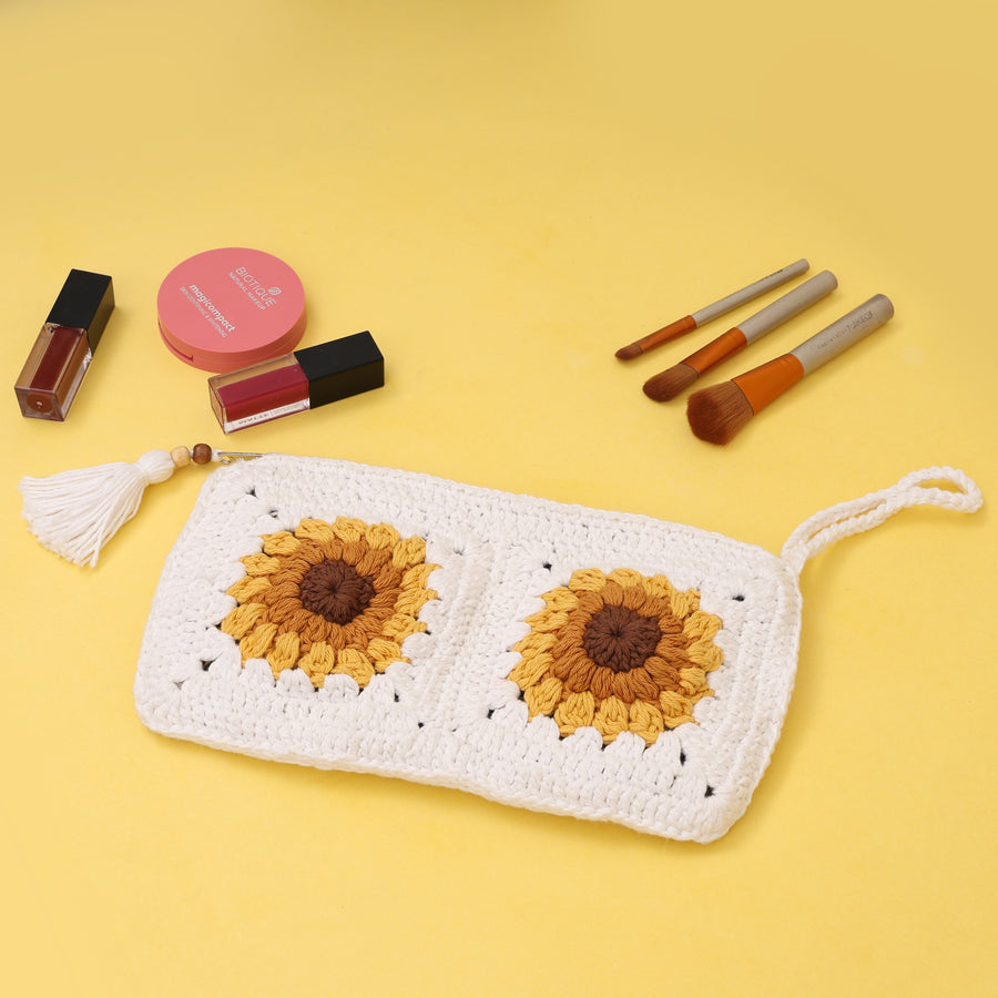 Sun-Flower Crochet Pouch