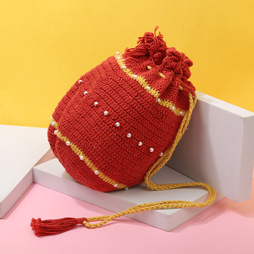 Red Crochet Potli Bag