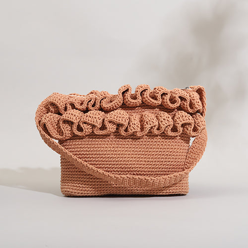 Ruffle Crochet Crossbody Bag