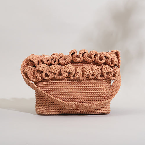 Ruffle Crochet Crossbody Bag