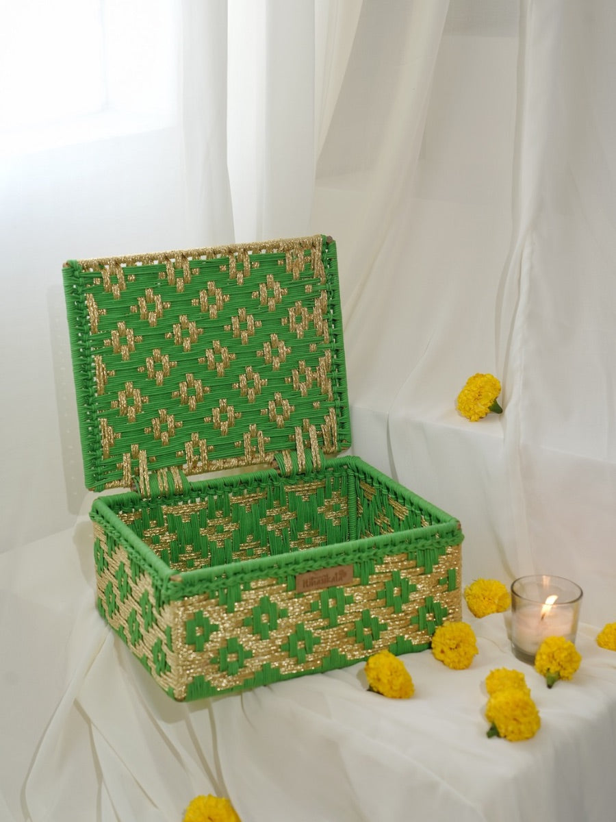 Emerald Glow Handwoven Gift Box