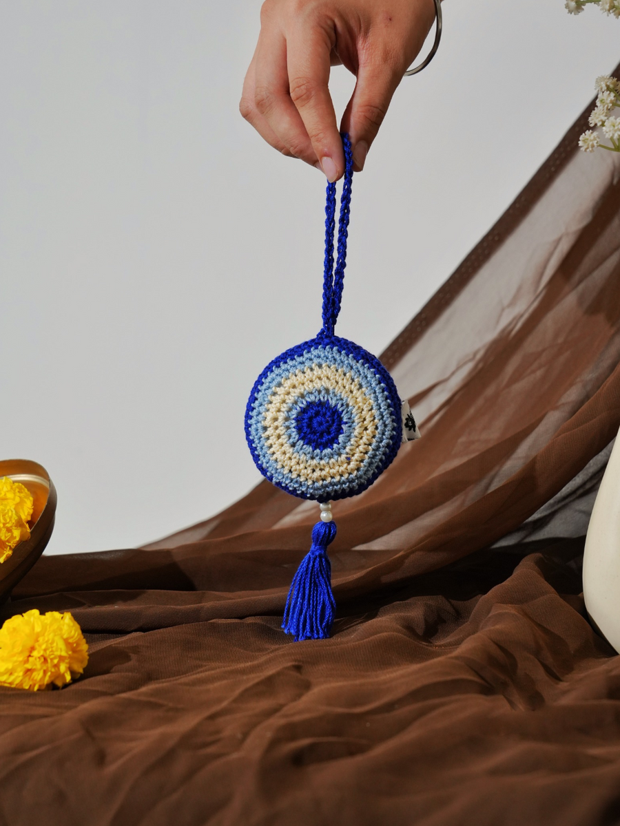 Evil Eye Crochet Keychain