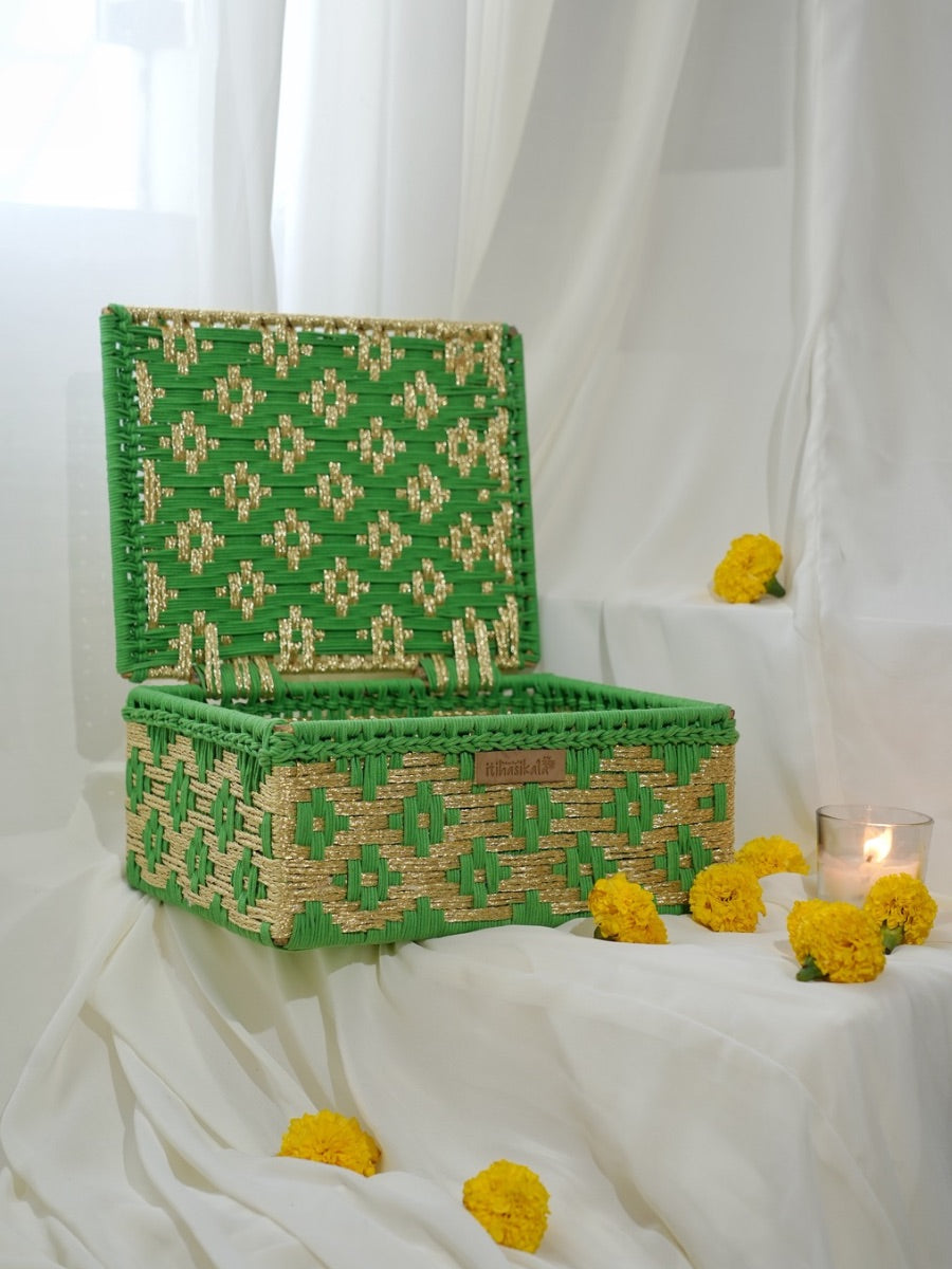 Emerald Glow Handwoven Gift Box