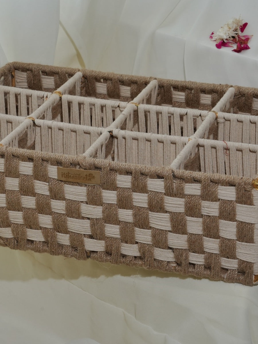 Handwoven 12-Slot Storage Organizer Tray