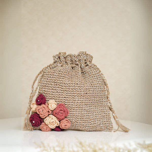 Rosette Charm Crochet Potli