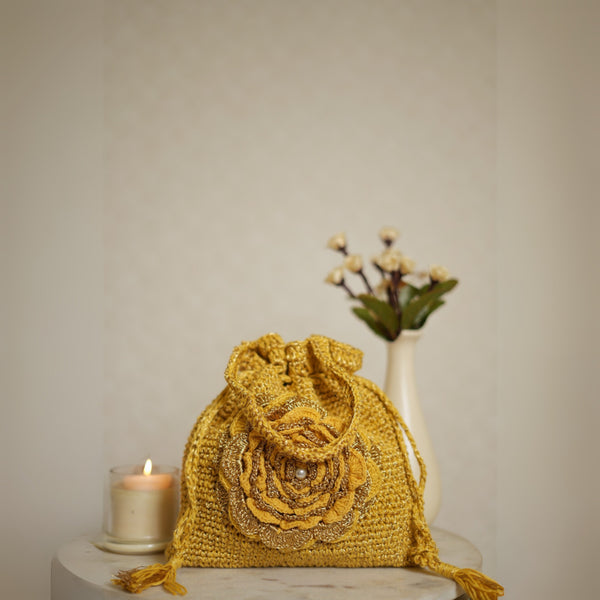 Amber Bloom Crochet Potli