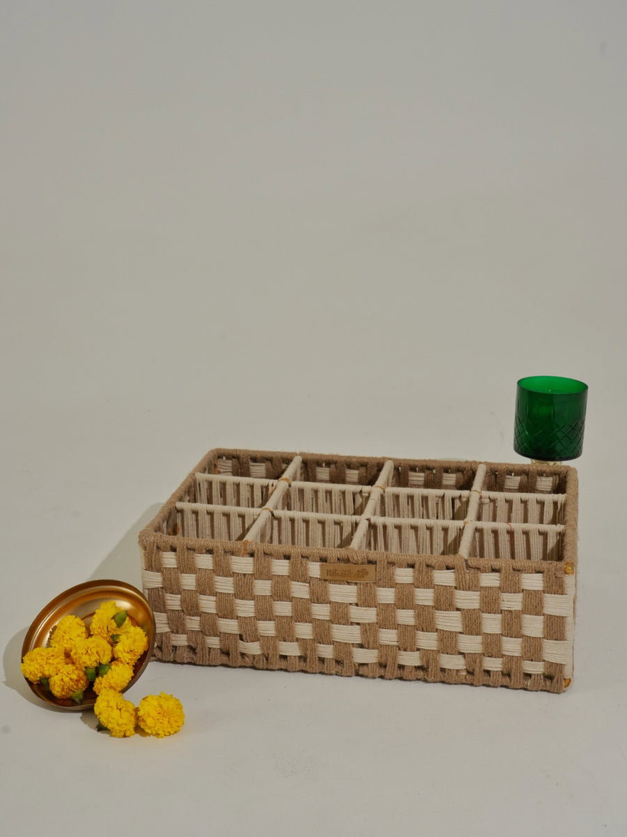 Handwoven 12-Slot Storage Organizer Tray