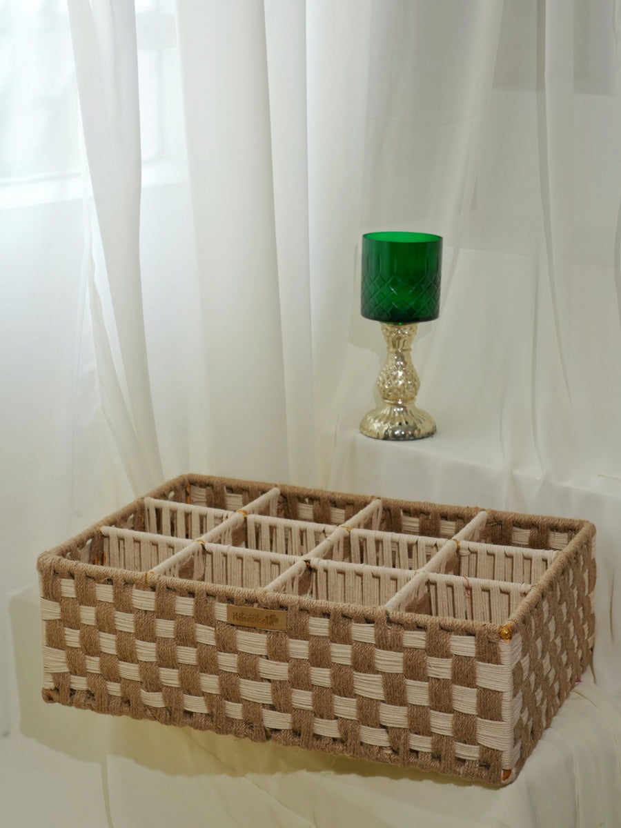 Handwoven 12-Slot Storage Organizer Tray