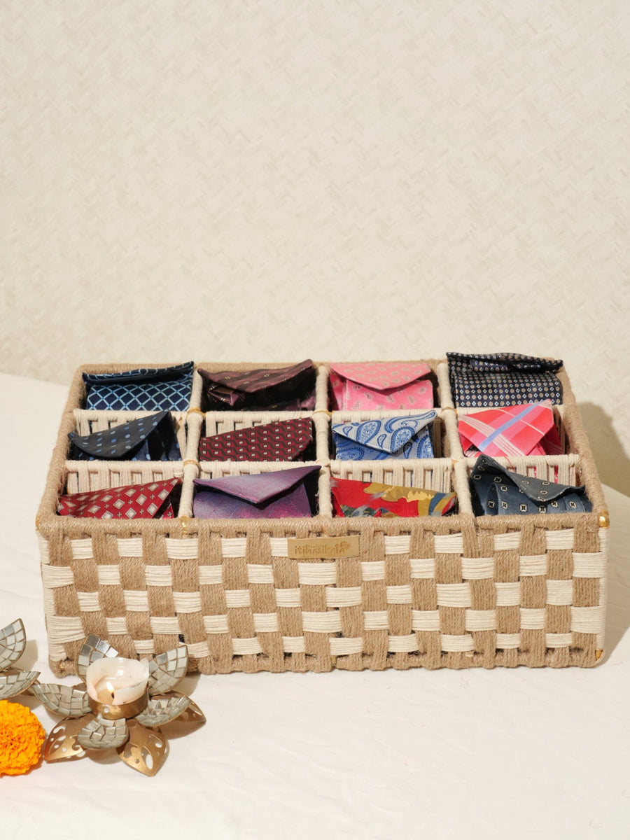 Handwoven 12-Slot Storage Organizer Tray