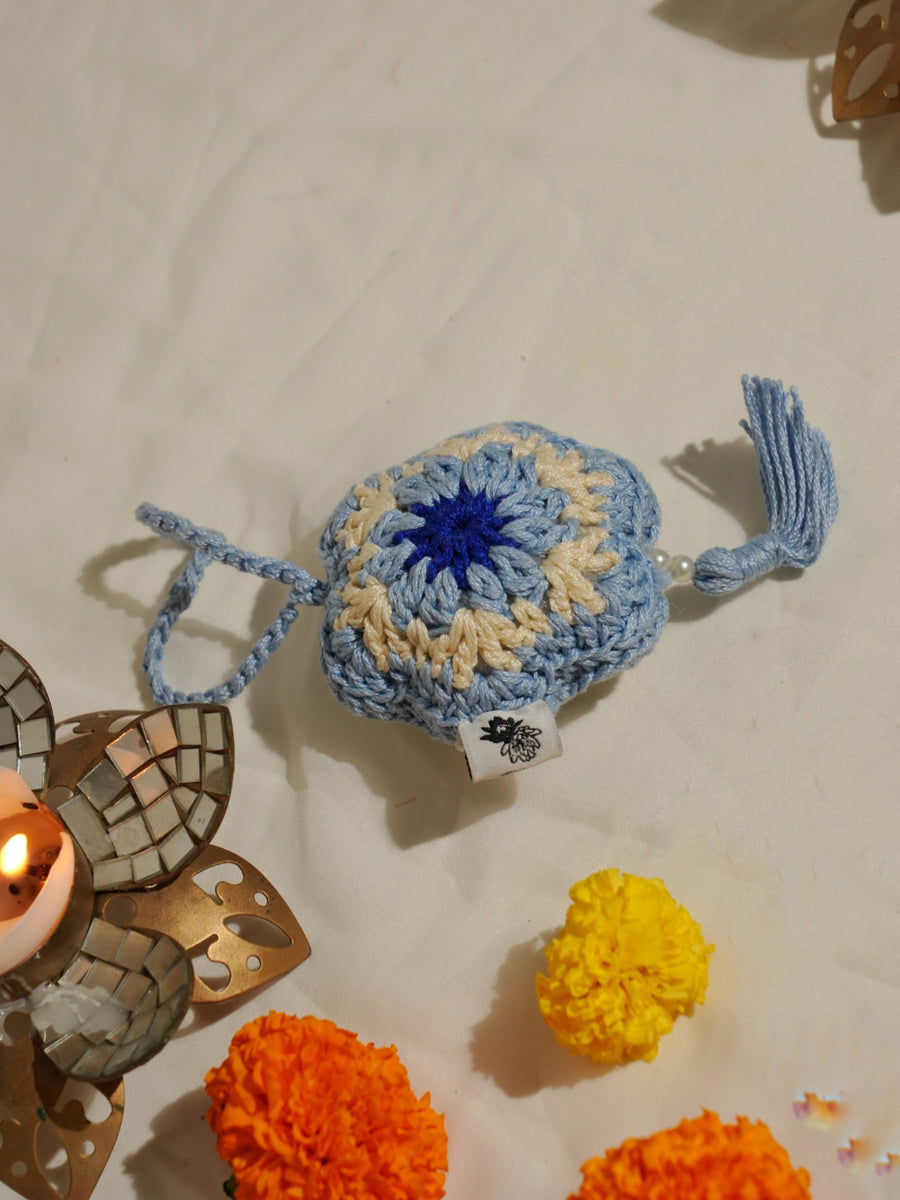 Floral Evil Eye Crochet Keychain