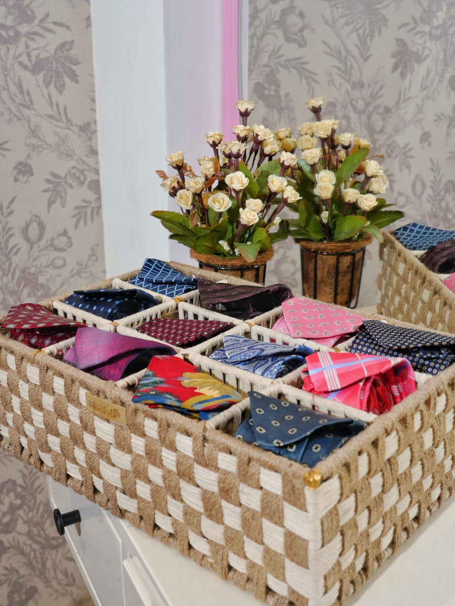 Handwoven 12-Slot Storage Organizer Tray
