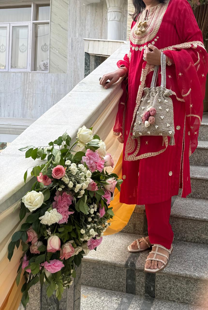 Pearl Blossom Handcrafted Crochet Potli