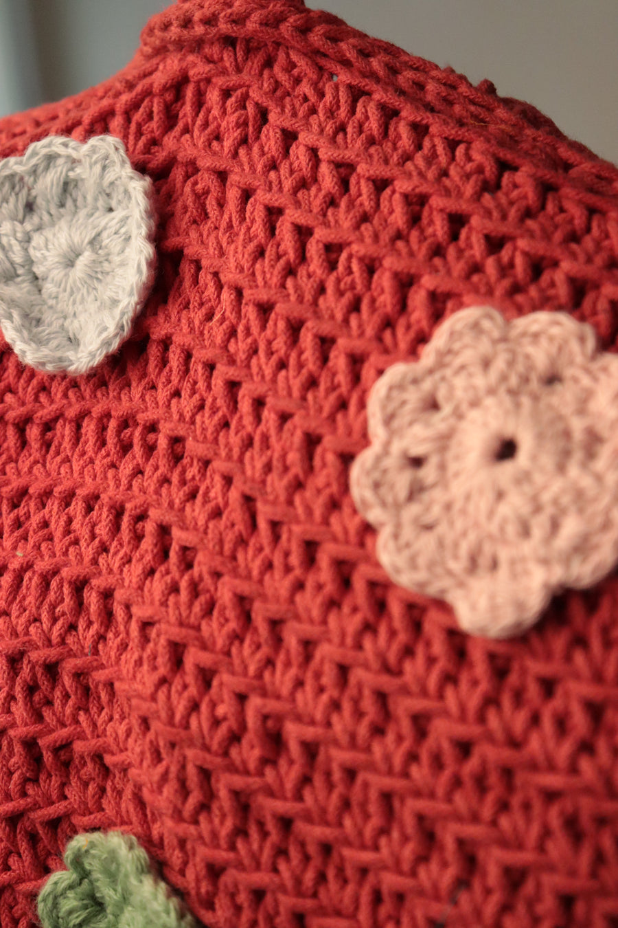 All Flowers Red Crochet Handbag
