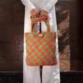 Checkered Crochet Tote Bag