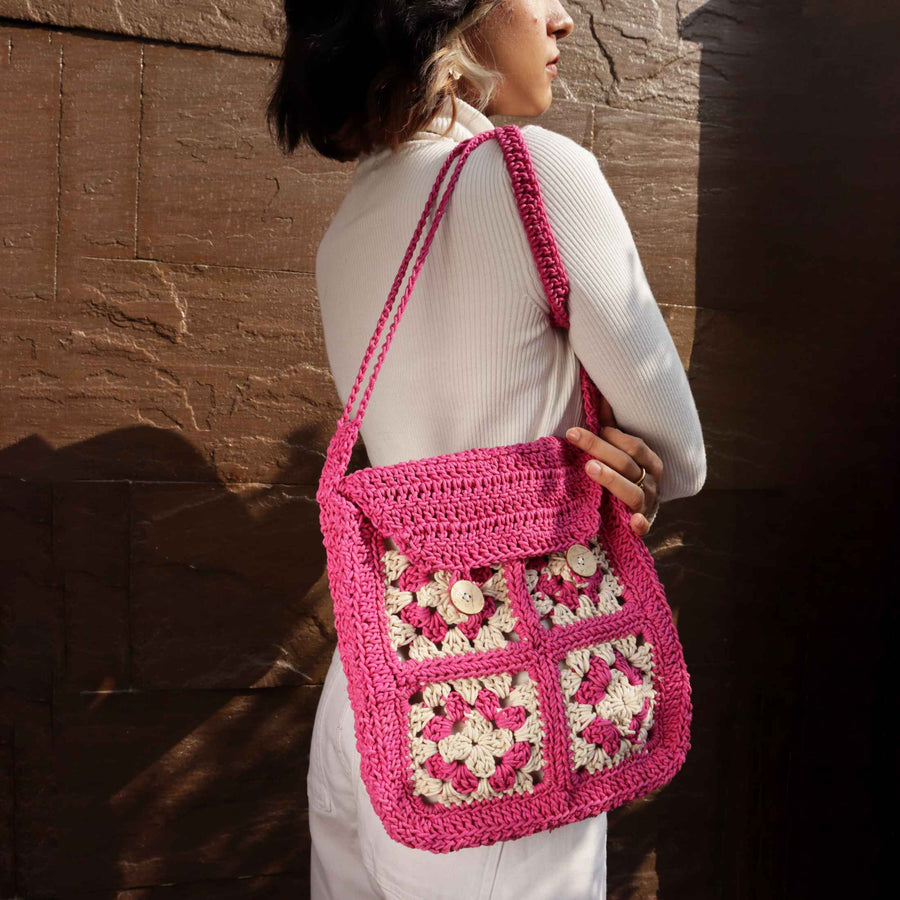 Criss-Cross Crochet Satchel Bag