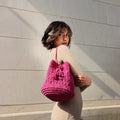 Drawstring Bucket Crochet Shoulder Bag