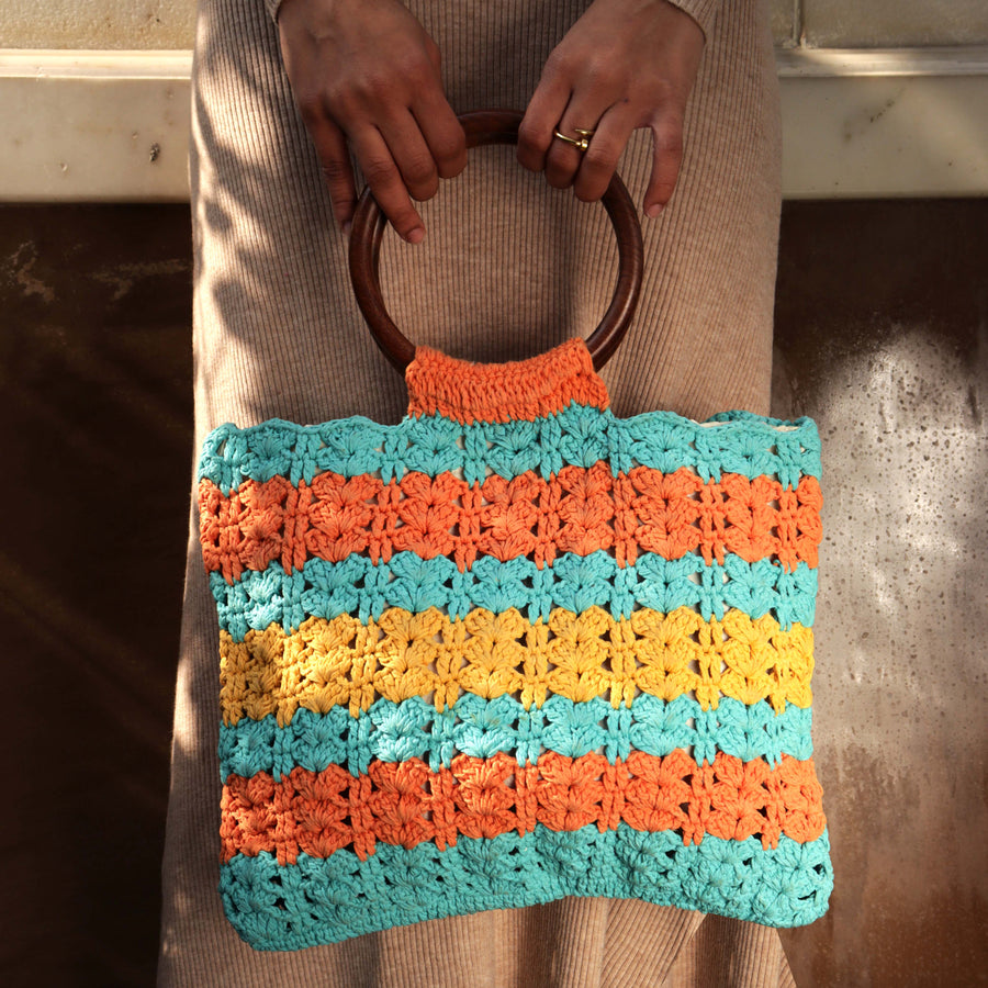 Boxy Crochet Handle Bag