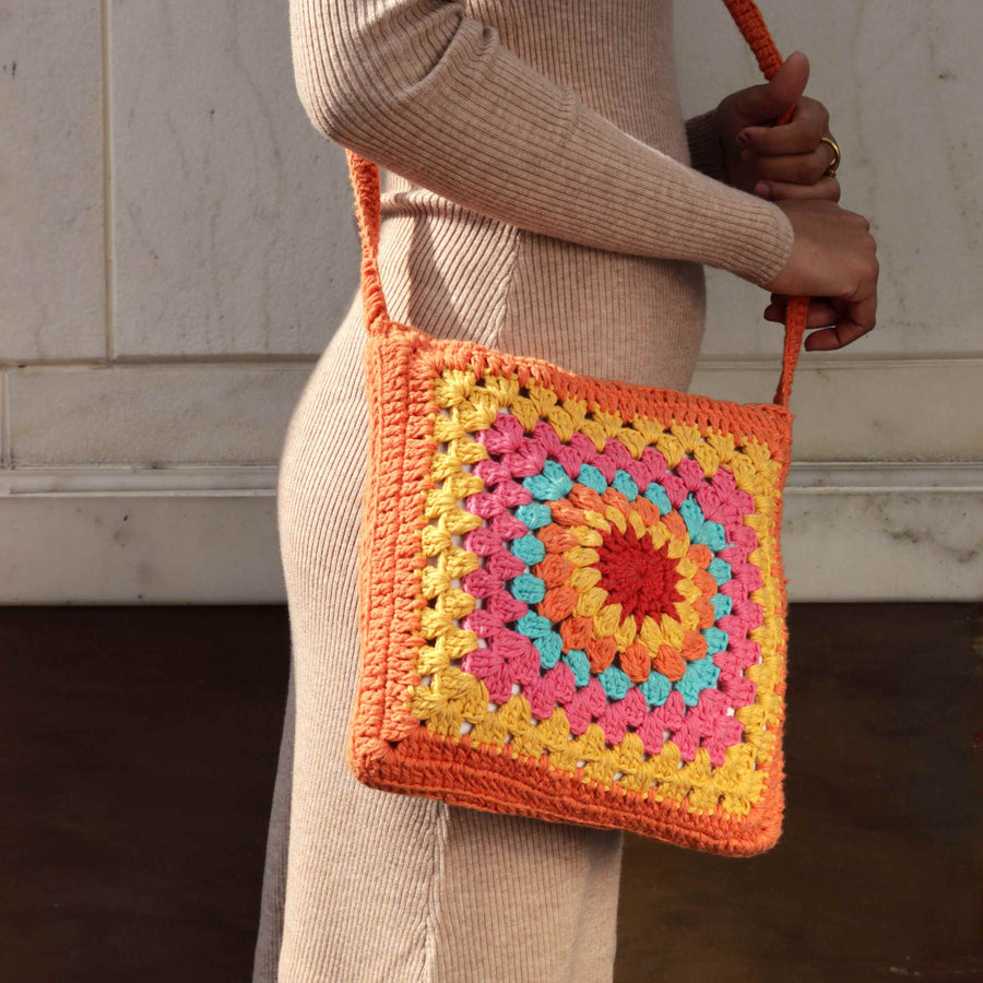 Granny Patch Crochet Sling Bag