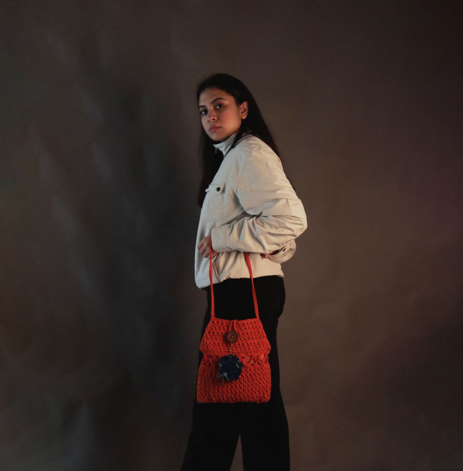 Orange Carry Crochet Shoulder Bag