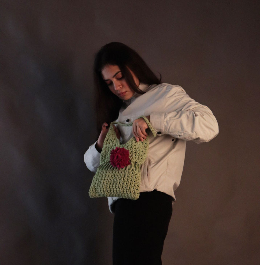 Green Carry Crochet Shoulder Bag