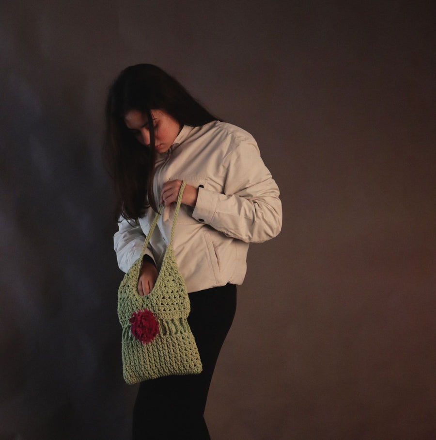 Green Carry Crochet Shoulder Bag