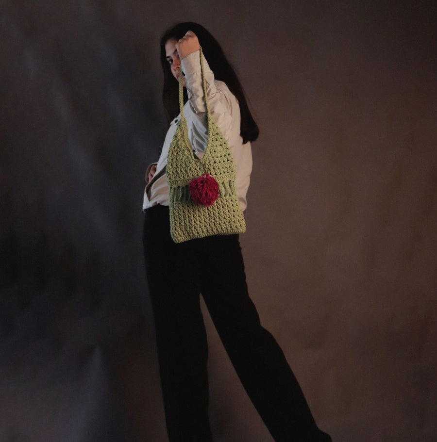 Green Carry Crochet Shoulder Bag