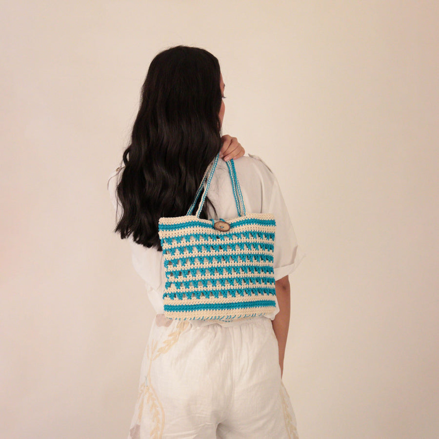 Striper Bucket Crochet Hand Bag