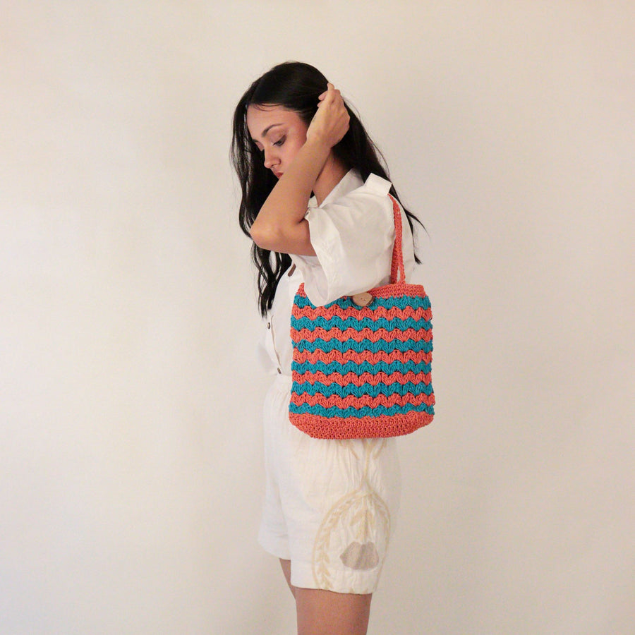 Striped Crochet Shoulder Bag