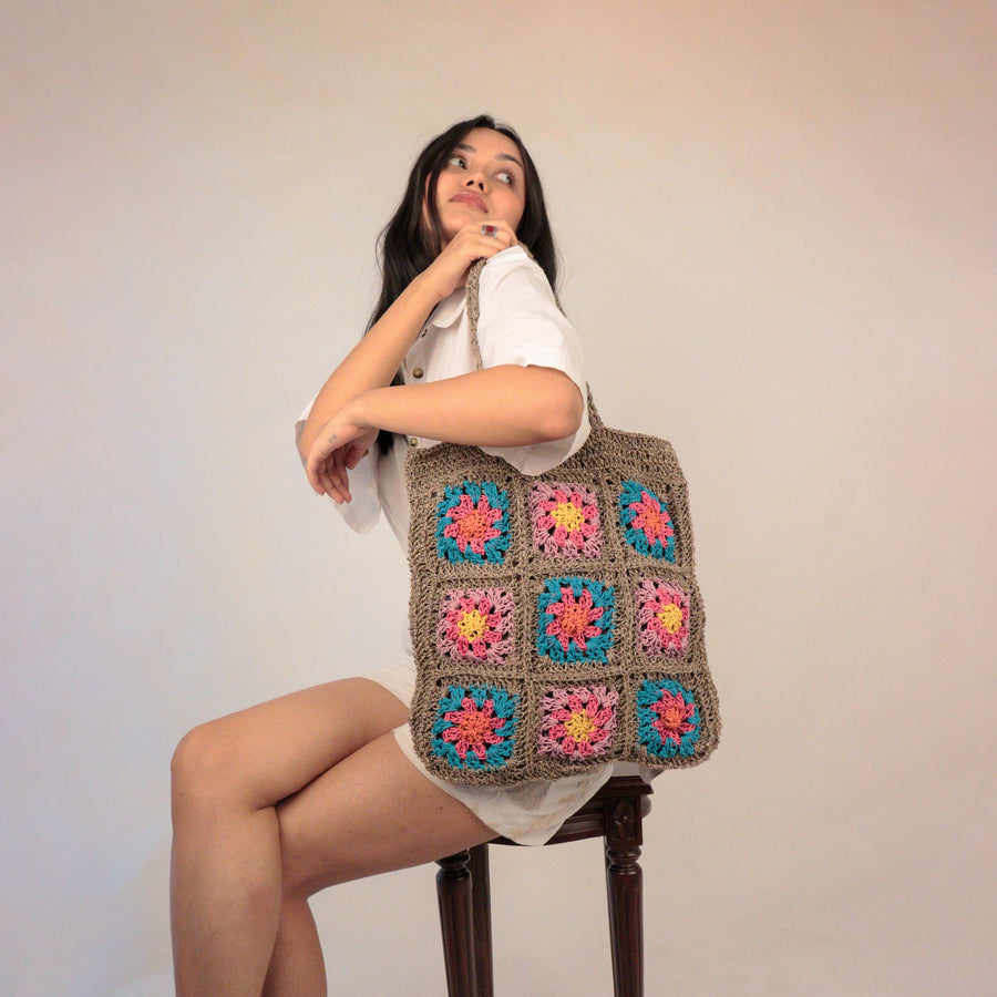 Granny Patch Crochet Tote Bag