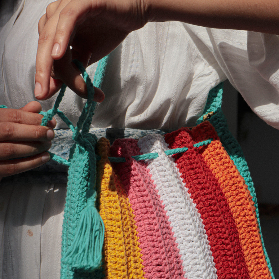 Accordion Rainbow Crochet Tote Bag