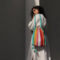 Accordion Rainbow Crochet Tote Bag