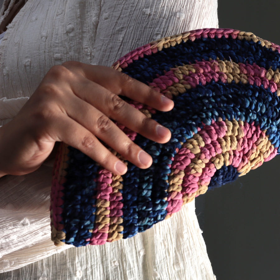 The Blue-Pink-Yellow Crochet Clutch