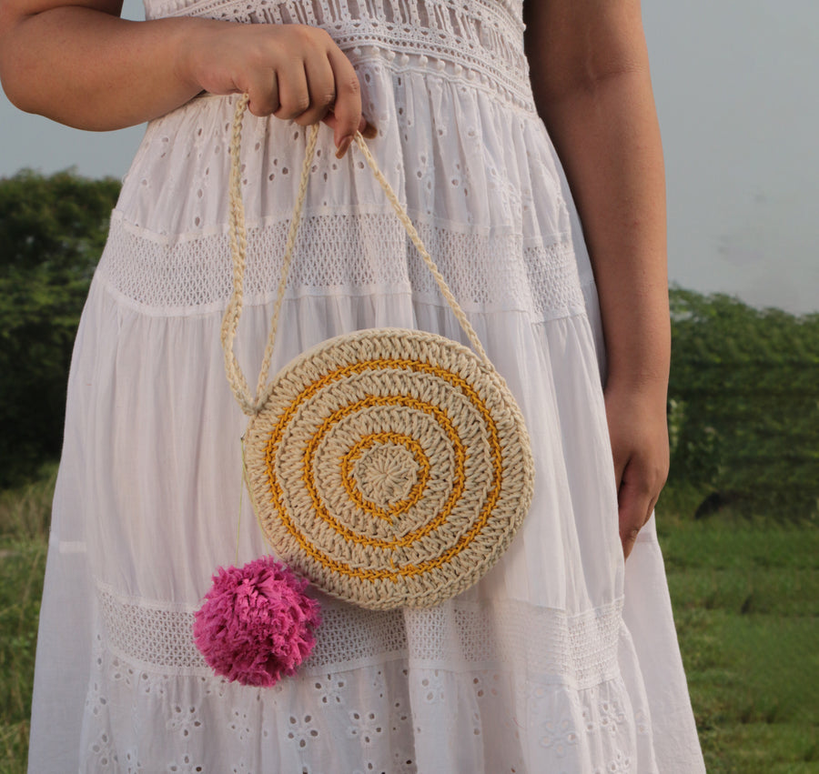 Miniature Round Crochet Sling Bag