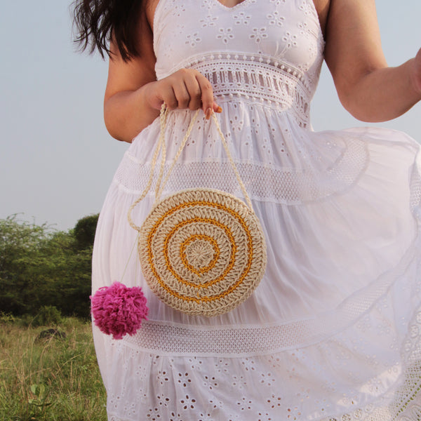 Miniature Round Crochet Sling Bag
