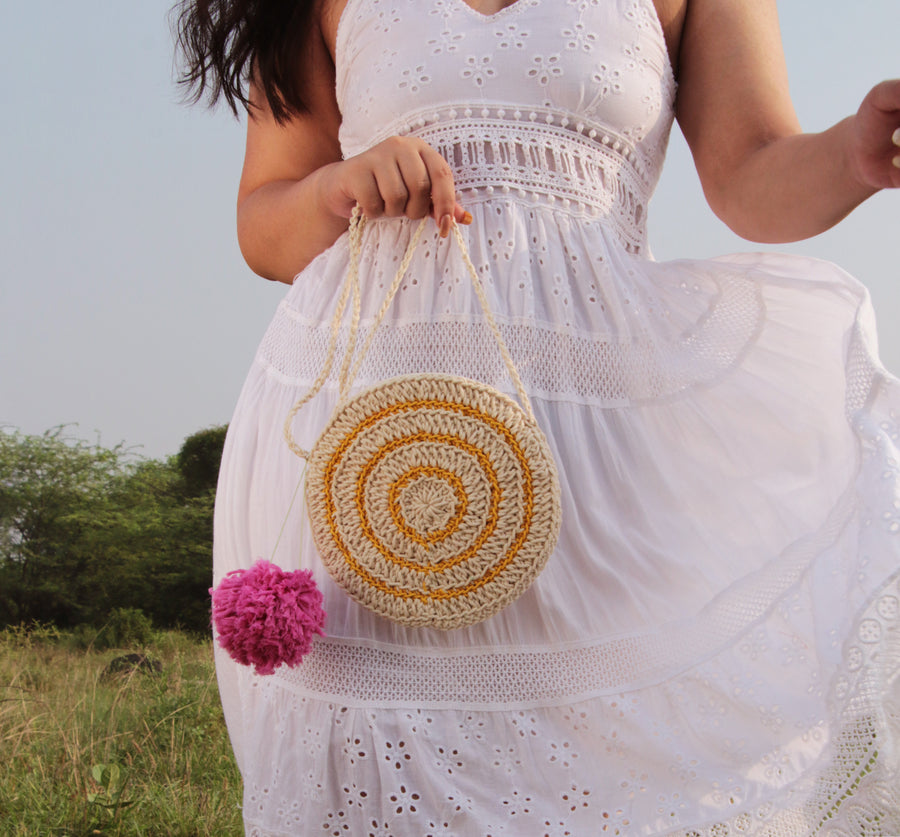 Miniature Round Crochet Sling Bag