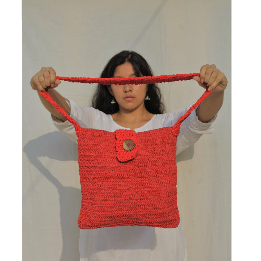 Cotton Crochet crossbody bag – Itihasikala - Main Image
