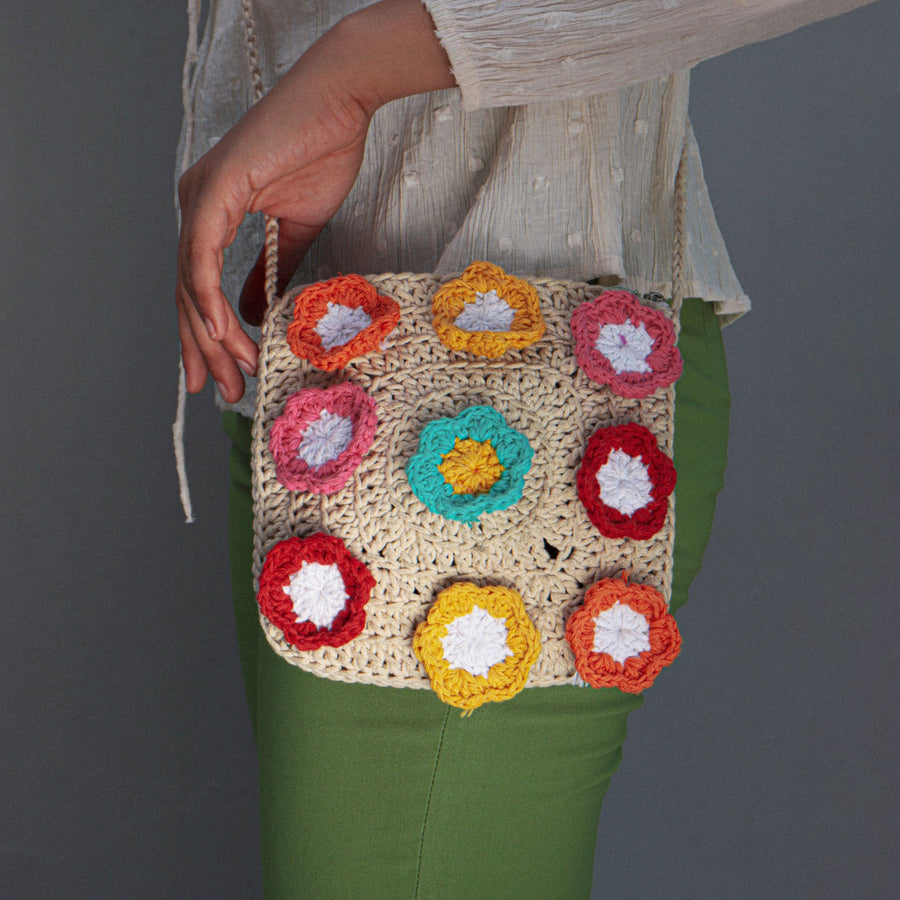 Floral Crochet Sling Bag