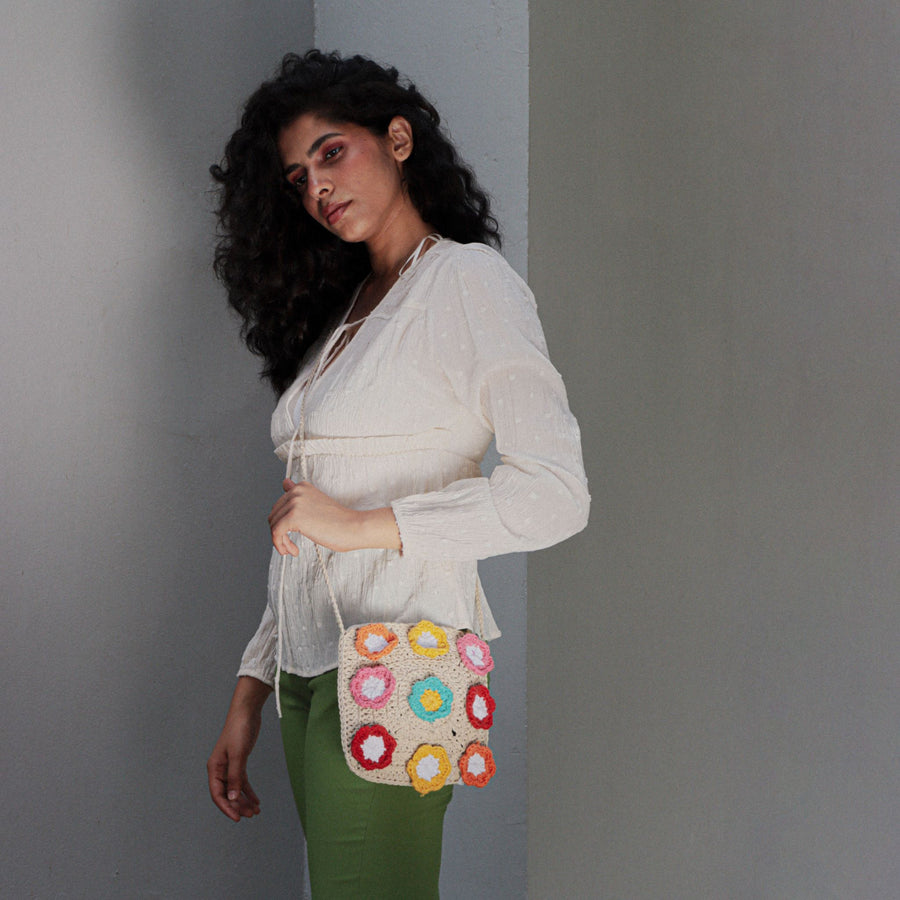 Floral Crochet Sling Bag