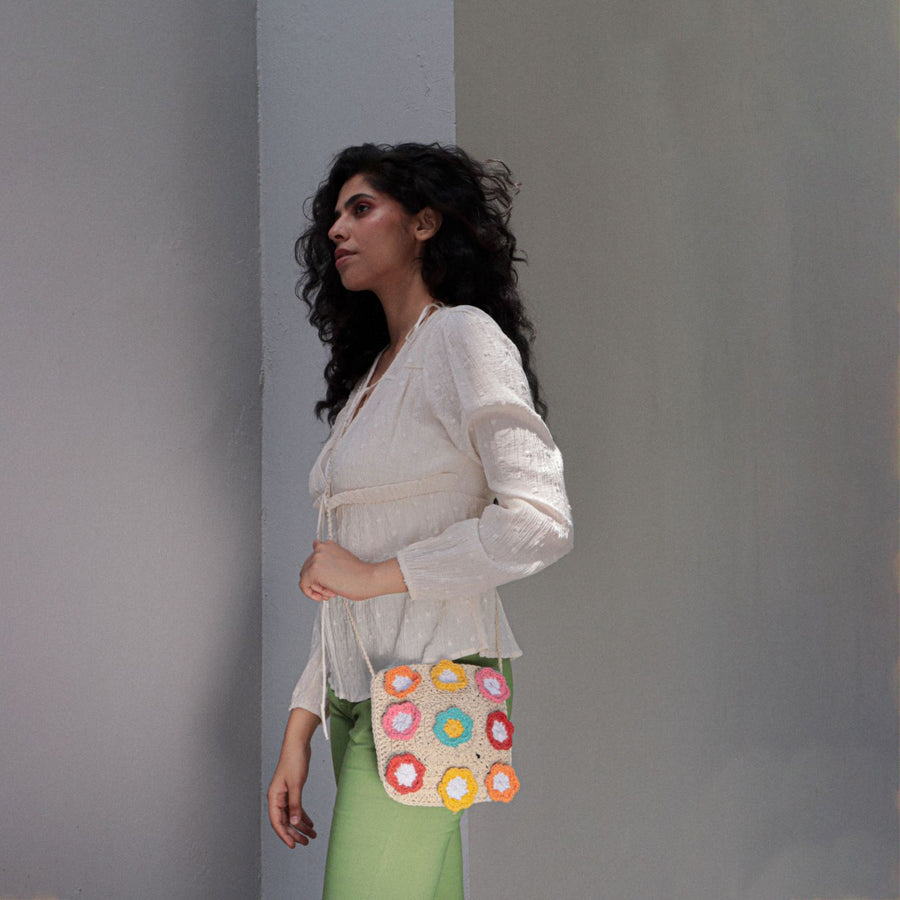 Floral Crochet Sling Bag