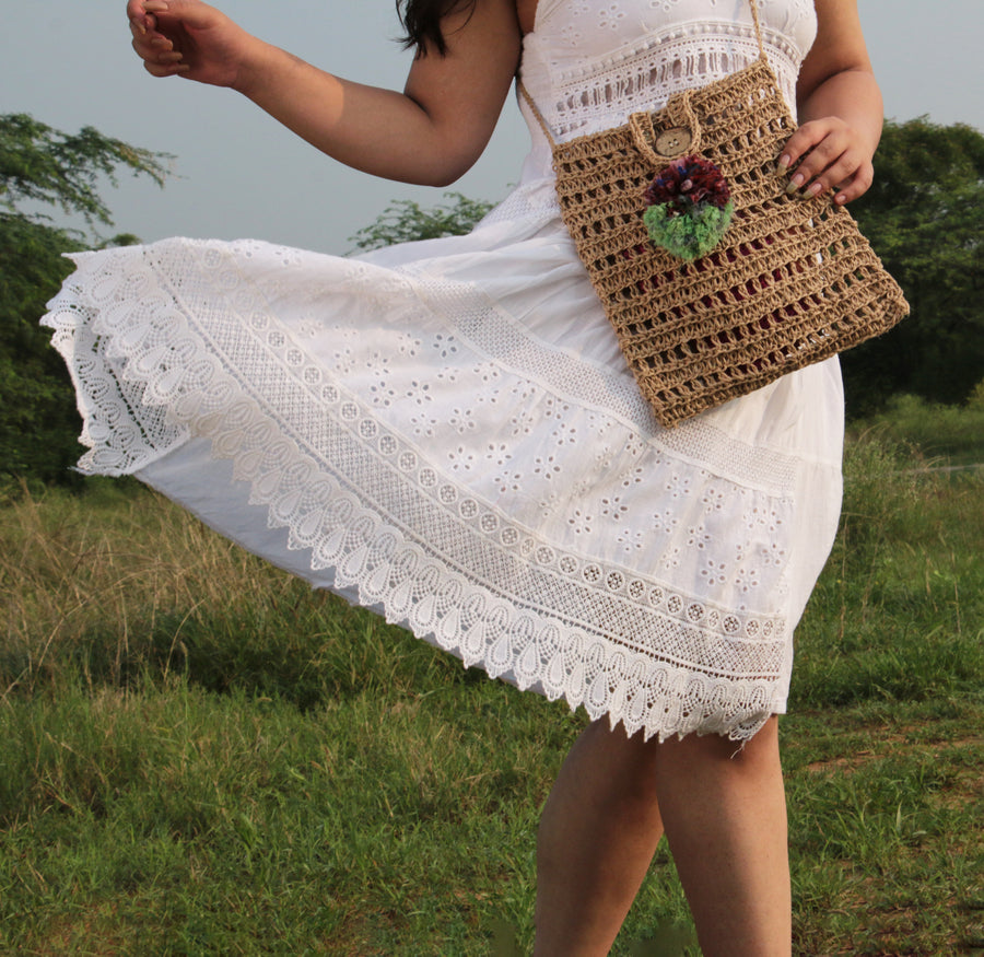 Jute Crochet Jaali Shoulder Bag