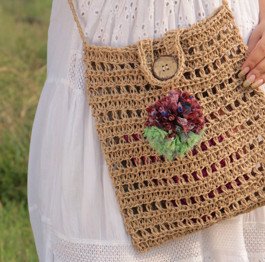 Jute Crochet Jaali Shoulder Bag – Itihasikala