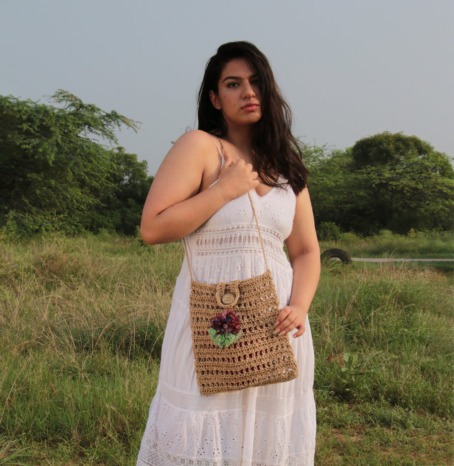 Jute Crochet Jaali Shoulder Bag