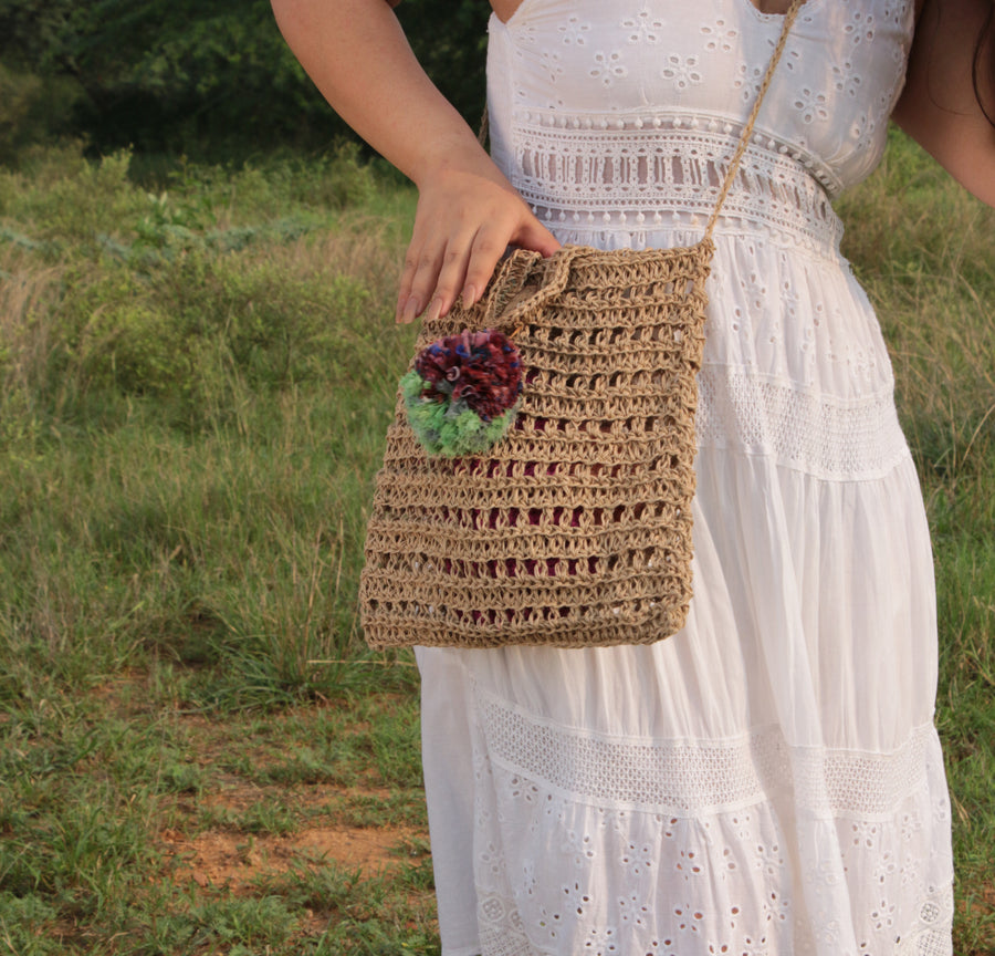 Jute Crochet Jaali Shoulder Bag