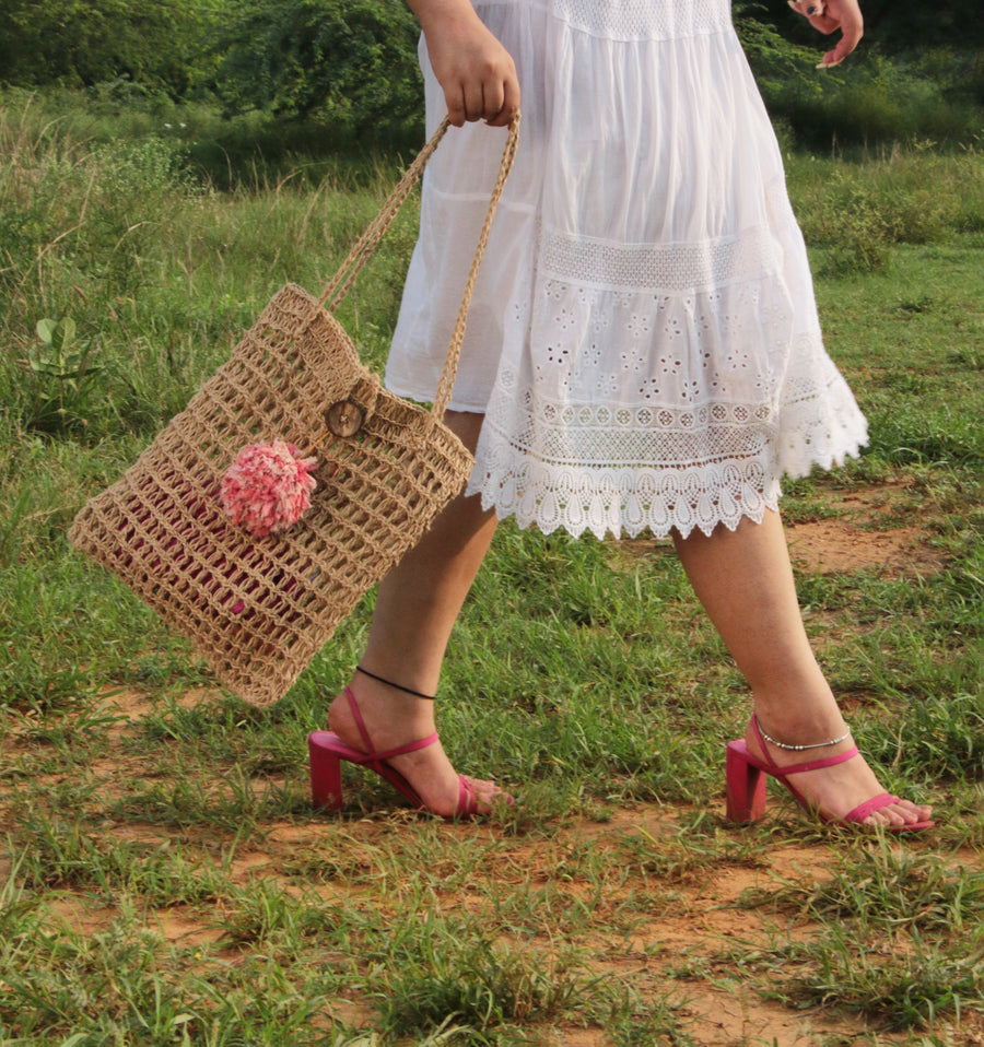 Jute Crochet Jaali Shoulder Bag