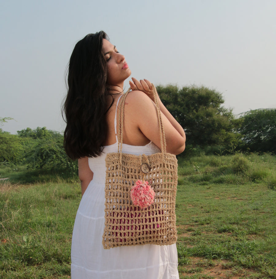 Jute Crochet Jaali Shoulder Bag