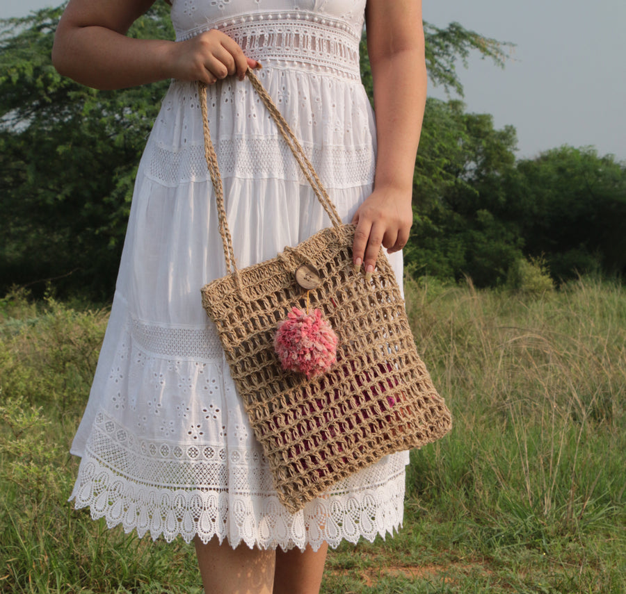 Jute Crochet Jaali Shoulder Bag