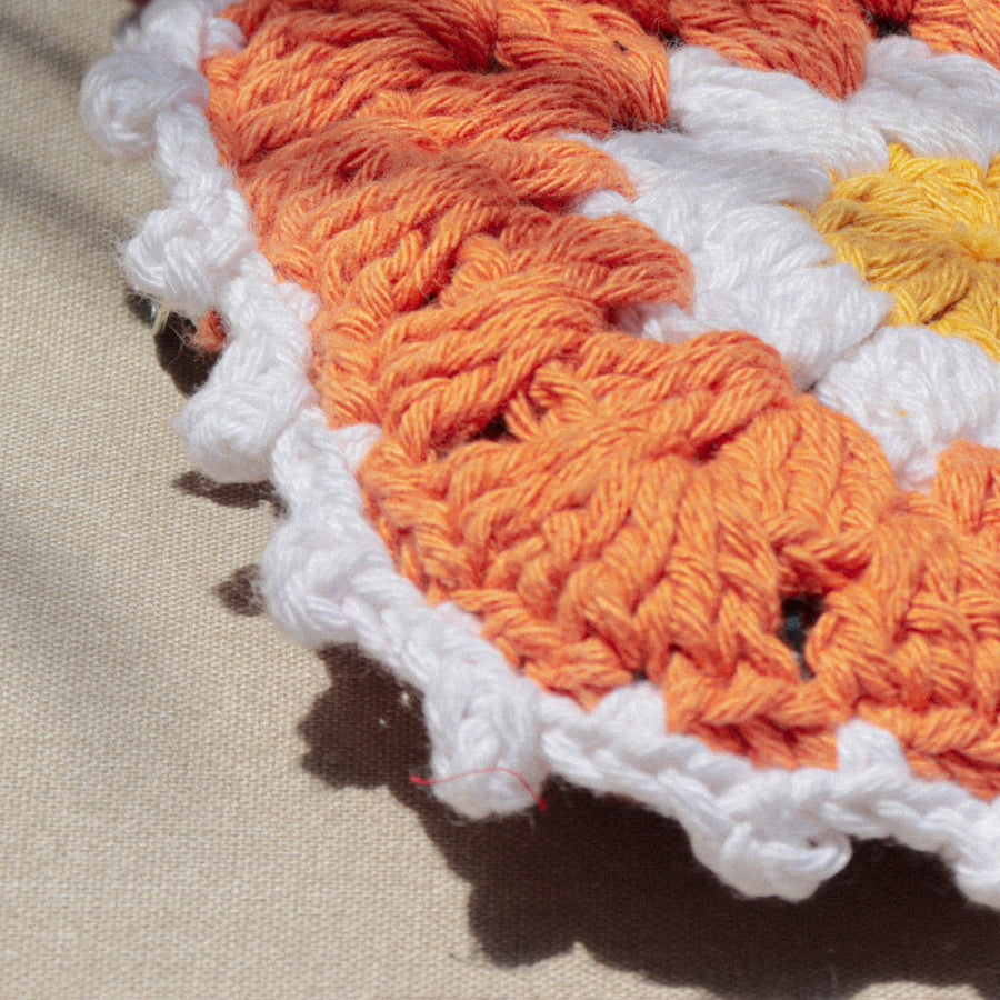 Orange Daisy Crochet Wristlet