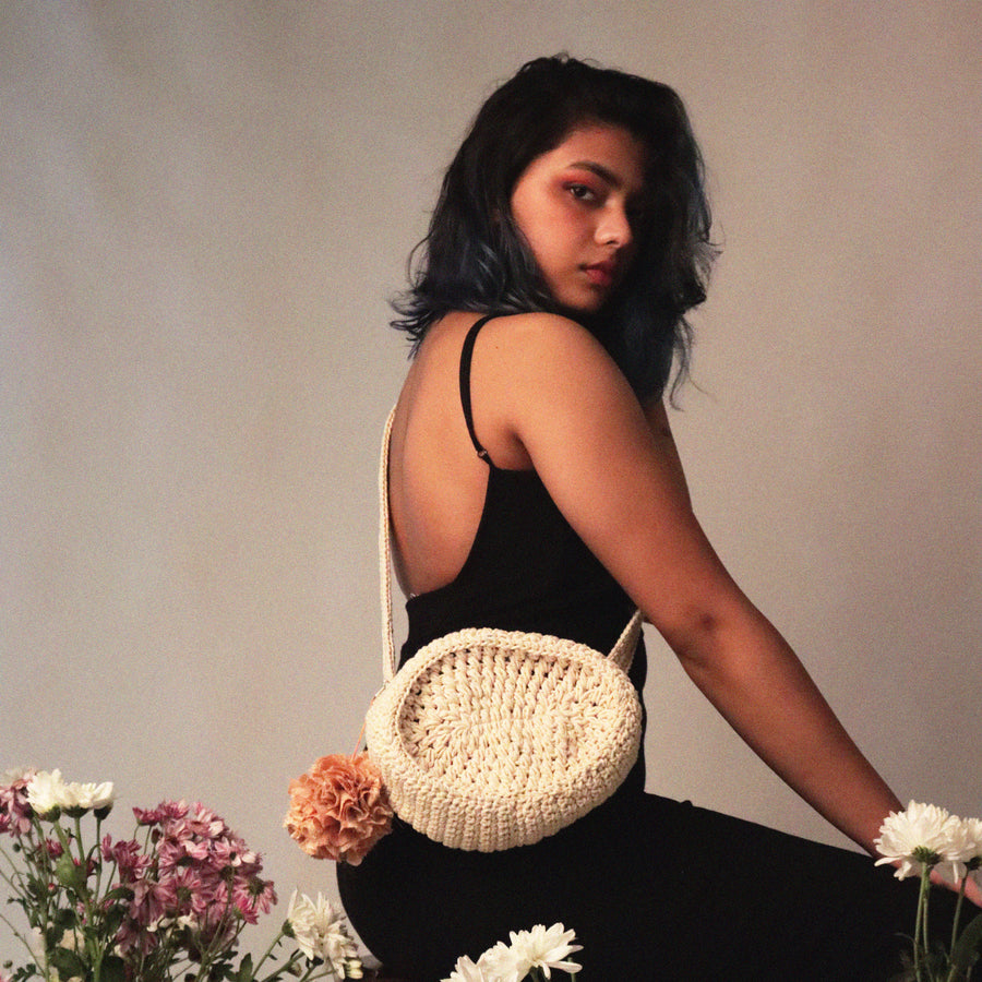 Oval Crochet Sling Bag