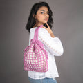 Pink Jaali Crochet Potli